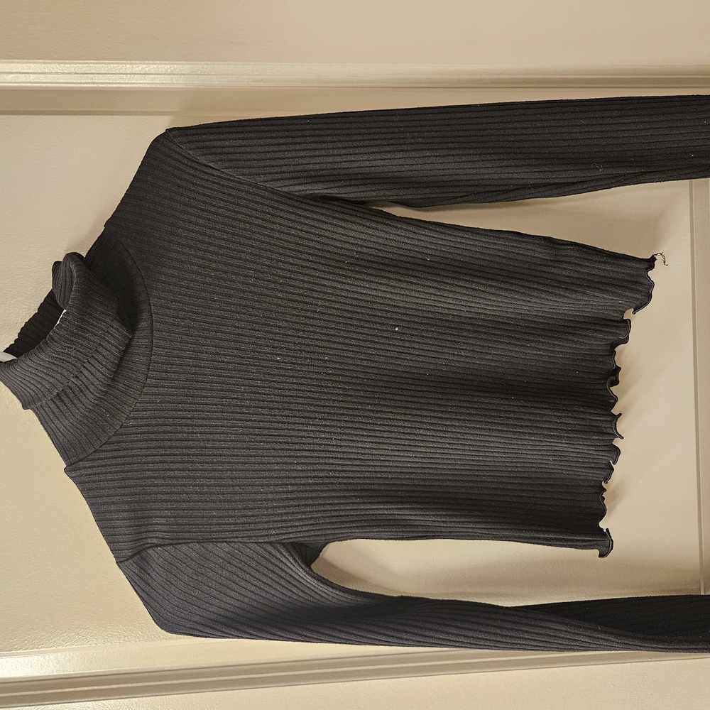 Black Ribbed Turtleneck Sweater